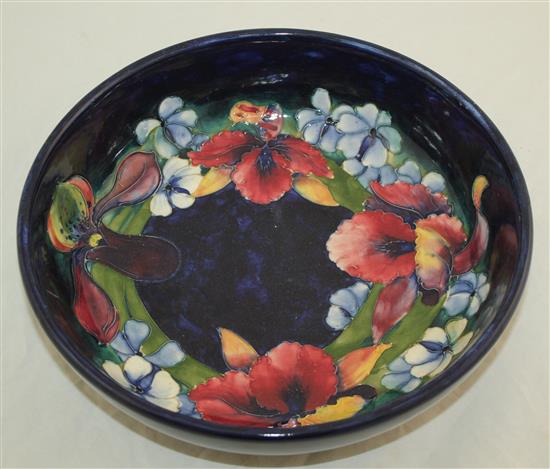 A Moorcroft Spring Flowers pattern bowl, post-war, 27.5cm